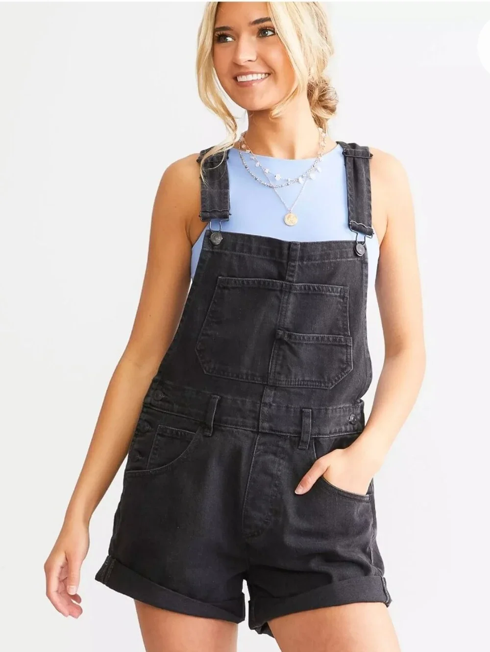 We The Free Ziggy Denim Shortall in Black - Small - Picture 4 of 9